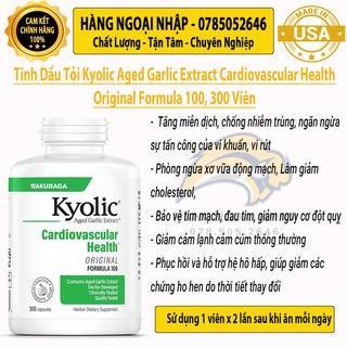 Kyolic Aged Garlic Extract Formula 100 Original Cardiovascular 300v - Tinh Dầu Tỏi Của Mỹ