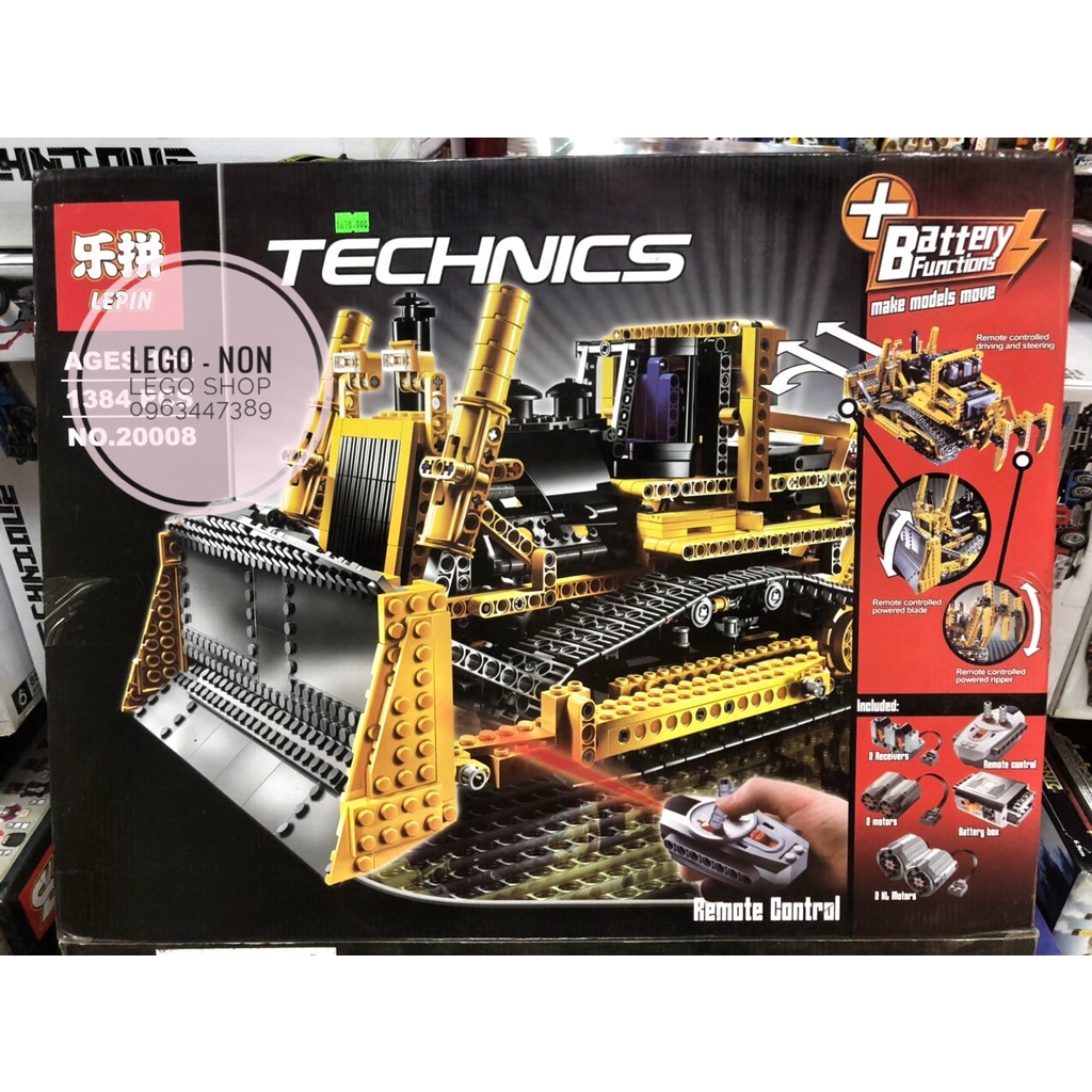 Lego Technic – Lepin 20008 ( Mô Hình Máy Ủi Bánh Xích Điều Khiển Từ Xa 1384 Khối )