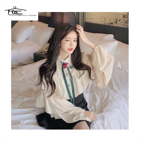 Áo Sơ Mi Tay Phồng Dáng Ôm Phong Cách Phương Tây Thời Trang Mùa Xuân Mới Size Lớn MM2022 Dành Cho Bạn Nữ