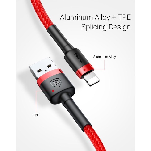 Cáp Dù Baseus Kevlar 0,5m 1m 2m Lightning Chính Hãng