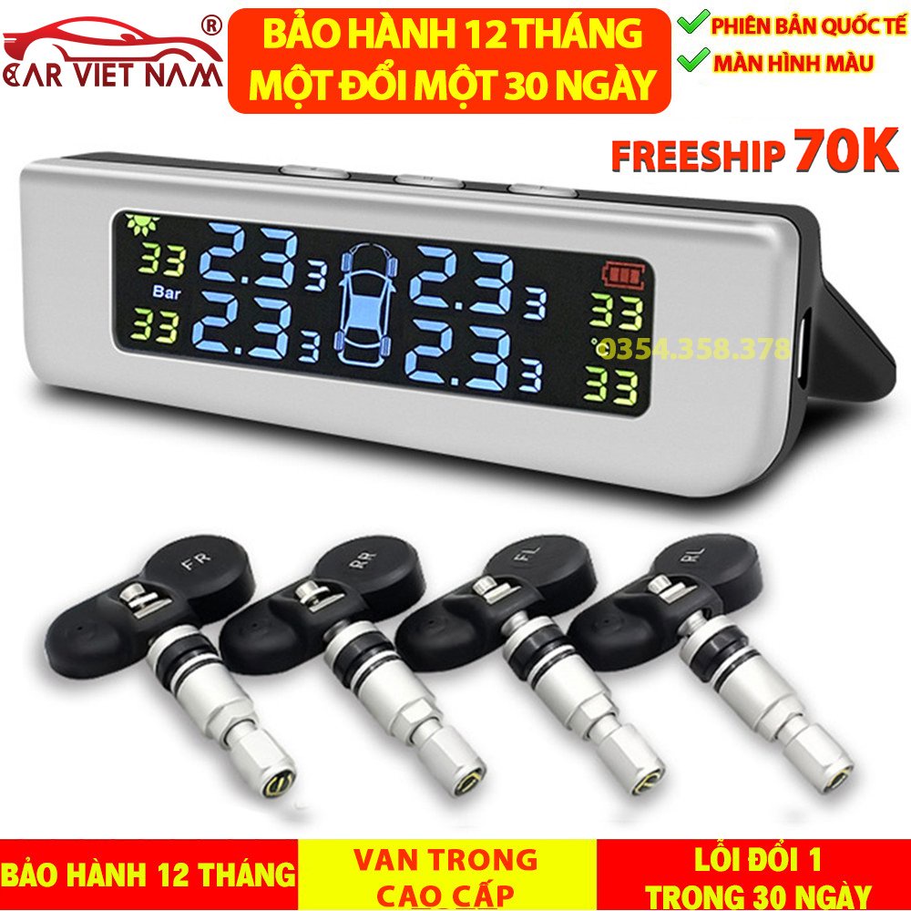 Cảm biến áp suất lốp ô tô xe hơi Carvietnam TPMS Cao Cấp Van Trong CHÍNH HÃNG chống Nước - Bảo Hành 12 tháng