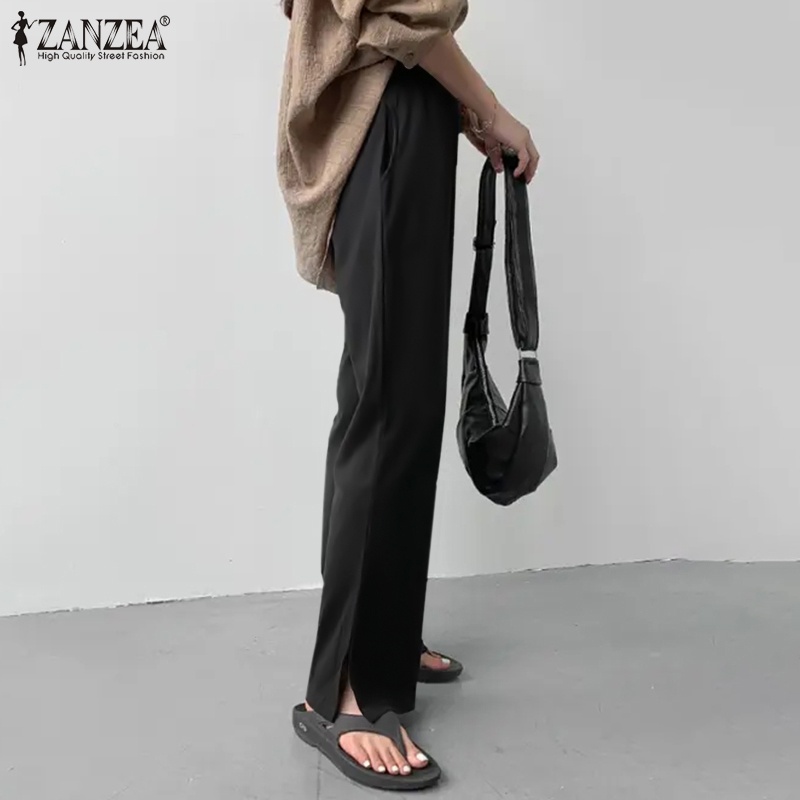 Quần ống rộng ZANZEA xẻ tà thời trang dành cho nữ
