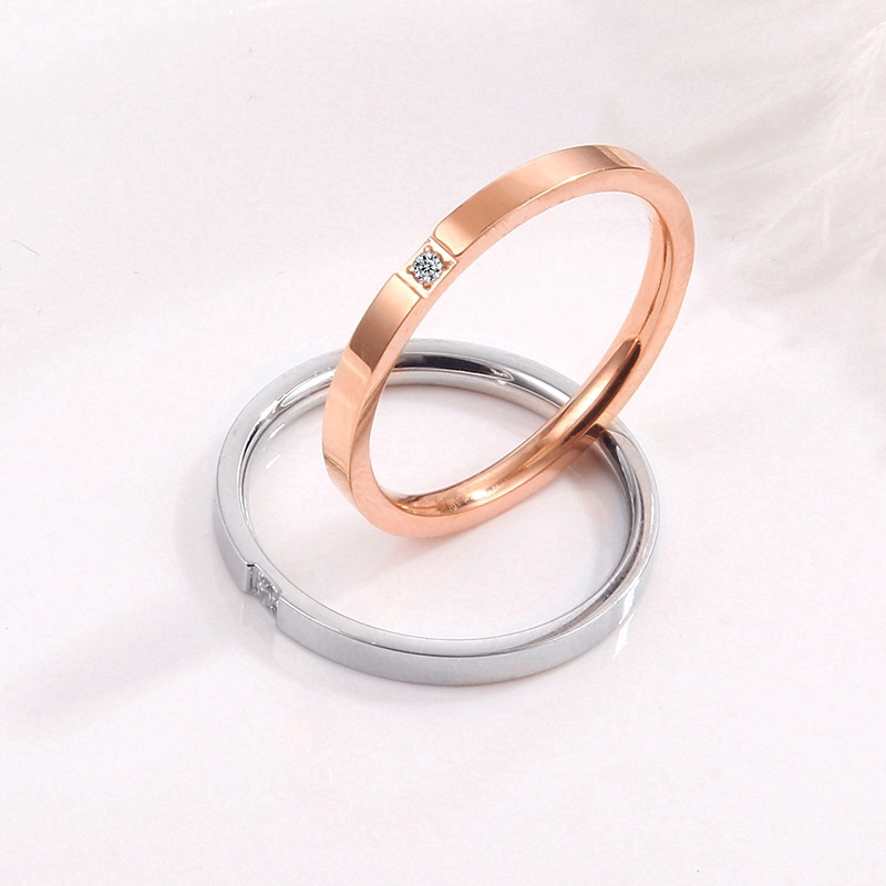 Nhẫn đeo tay bản mảnh xi mạ đính đá kim cương mini dành cho nữ