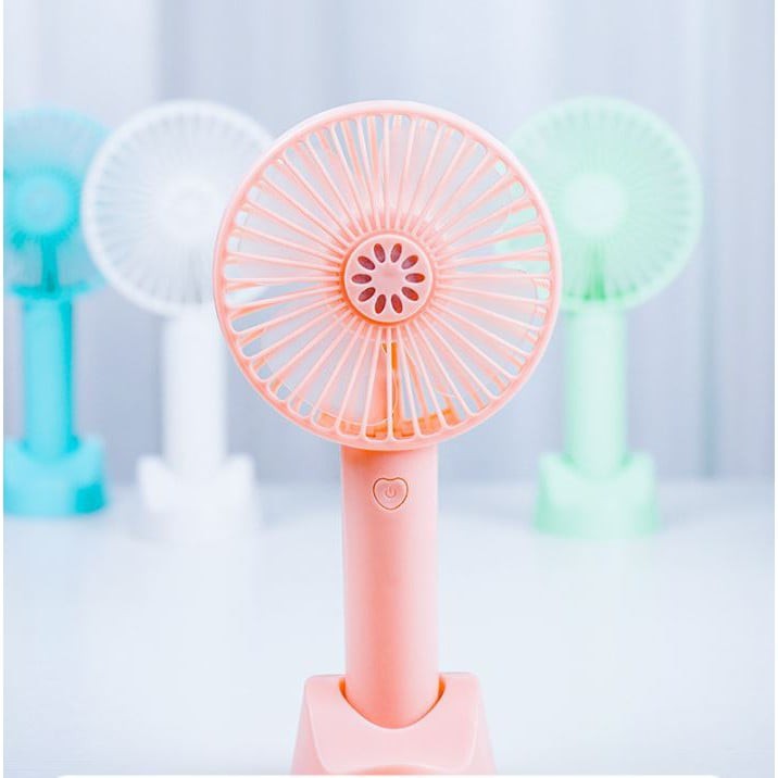 Quạt Tích Điện Mini Cầm Tay 3 Chế Độ Gió Có Dây Sạc, Dây Đeo, Chân Để Bàn | BigBuy360 - bigbuy360.vn