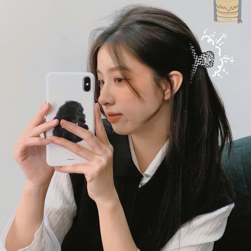 Kẹp Tóc Gắp Caro Trắng Đen - KEP1189