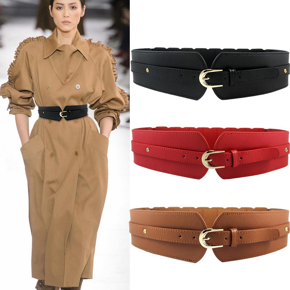 HARRIETT Thắt Lưng Bản Rộng Giả Da Màu Đen Thời Trang Dự Tiệc Cho Nữ