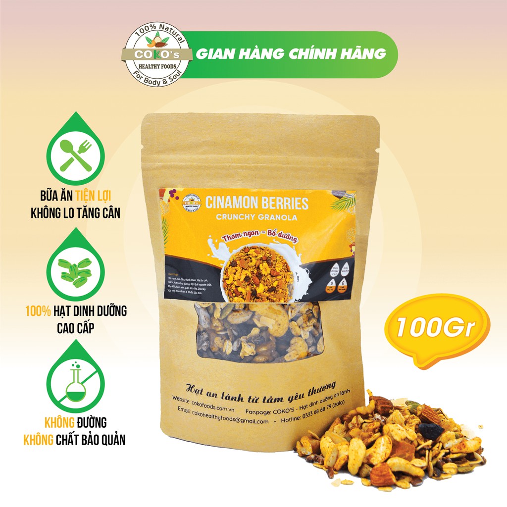 Combo 5 Gói Ngũ Cốc Granola Gói 100gr COKO'S FOOD Ngũ Cốc Siêu Hạt Dinh Dưỡng Tiện Lợi