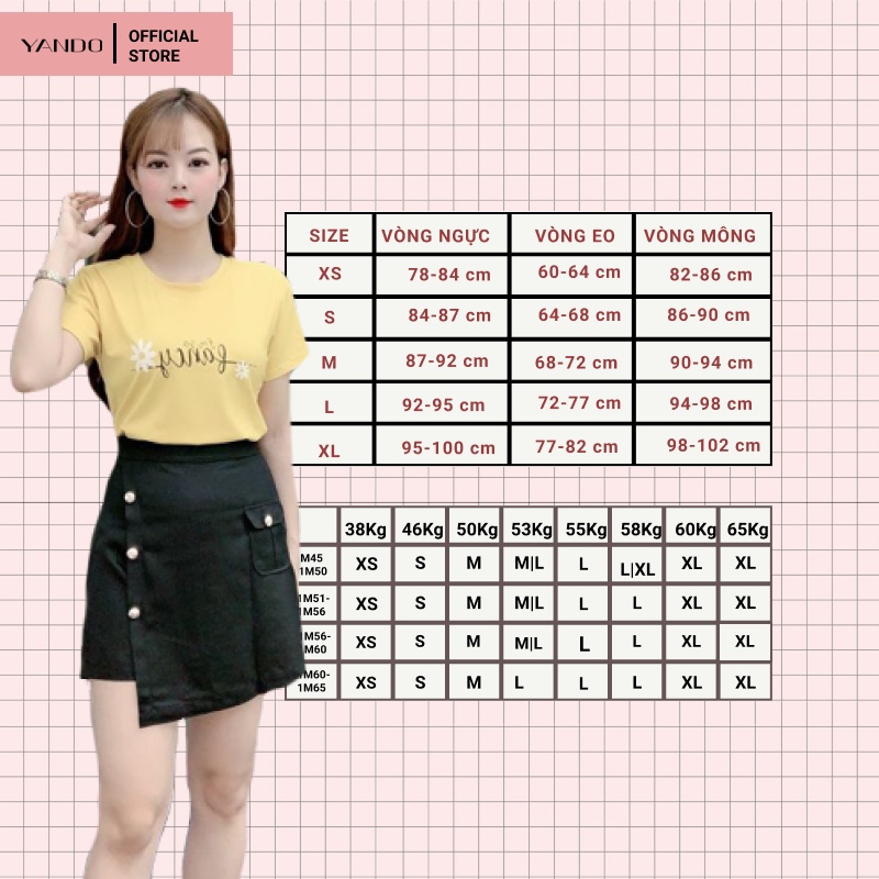 [Ảnh thật] [Chính hãng] Áo Thun Nữ YANDO- AT03 Thêu họa tiết