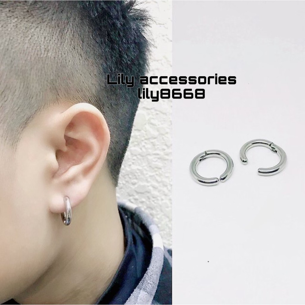 Hoop Ear Cuff kẹp tai titan tròn cho nam nữ không cần xỏ lỗ không gỉ không đen không dị ứng