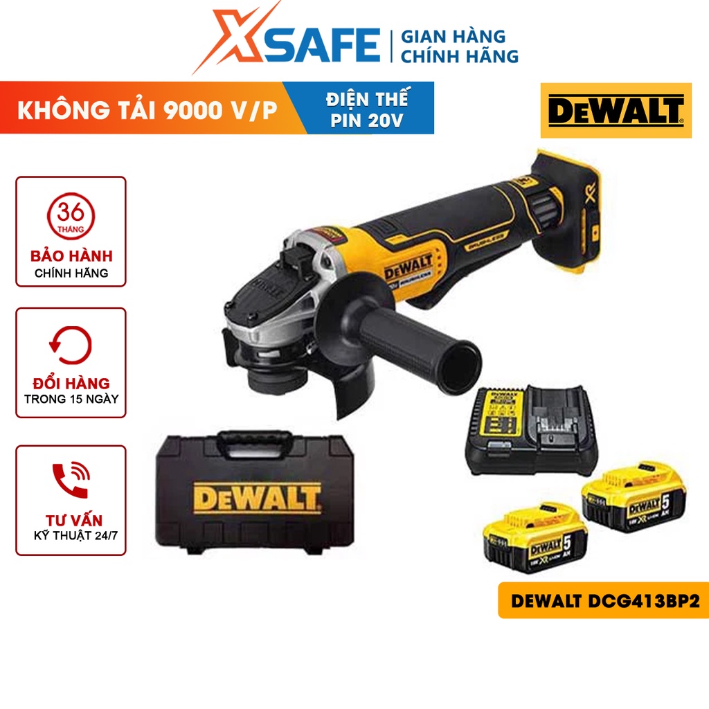 Máy mài góc 20V Max DEWALT DCG413B Máy mài cầm tay DeWalt bộ ly hợp bảo vệ quá tải, có đèn LED, động cơ không chổi than