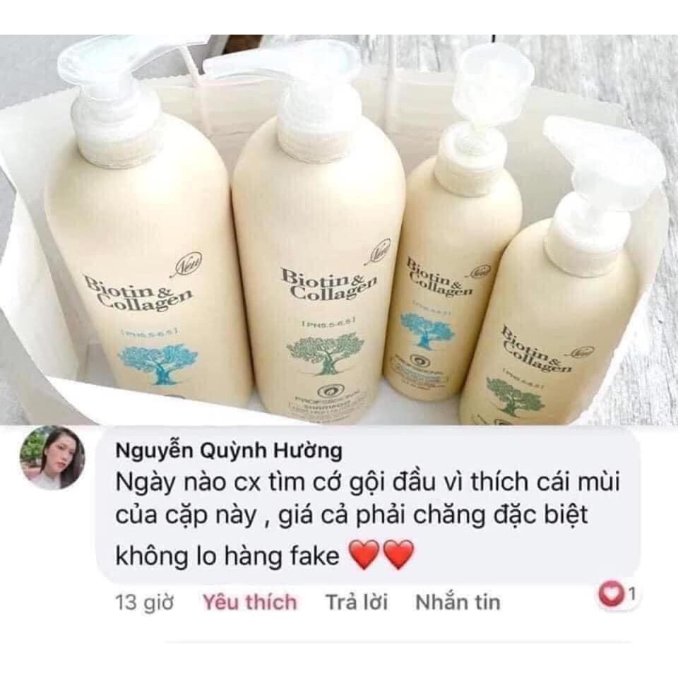 CẶP DẦU GỘI, DẦU XẢ TÓC BIOTIN &amp; COLLAGEN TRẮNG SIÊU MỀM MƯỢT - DT 1000ML
