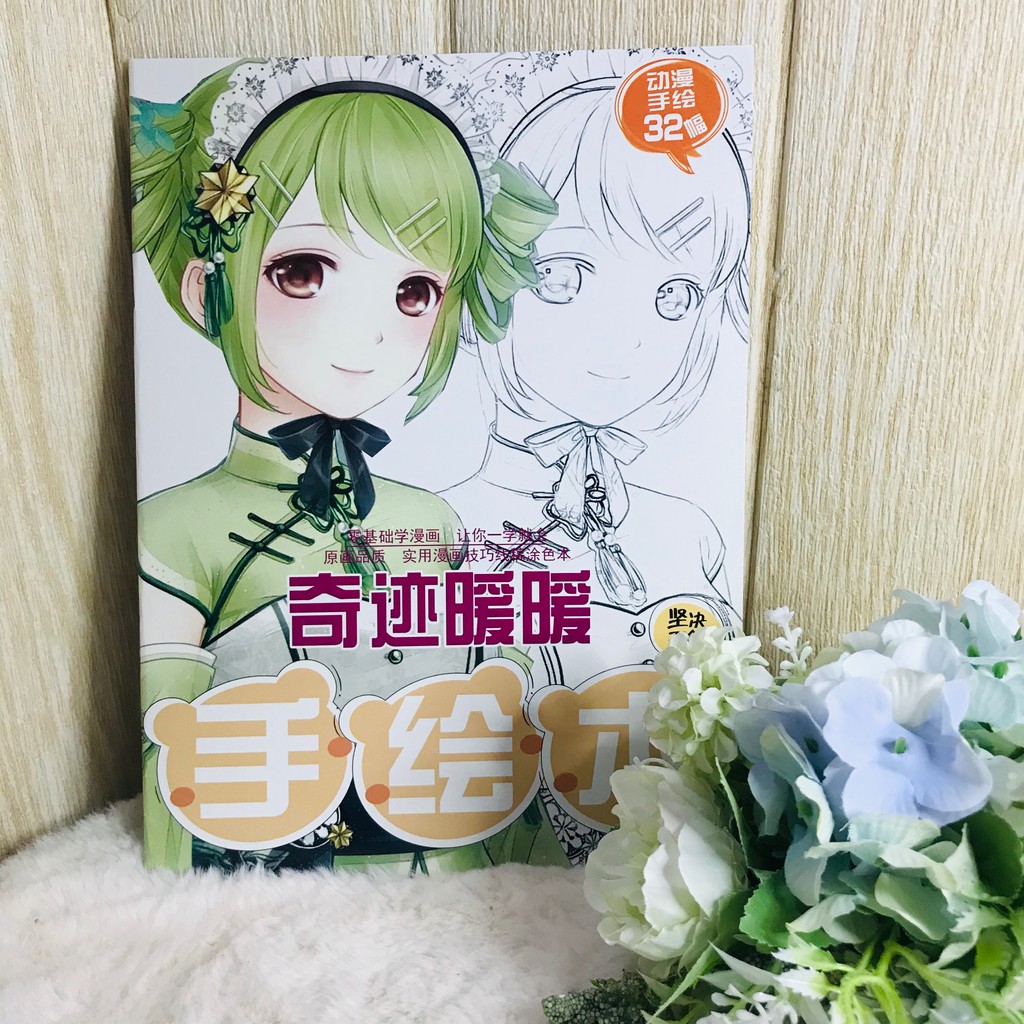 Tranh tô màu cổ trang in hình anime chibi tập bản thảo tranh phác họa
