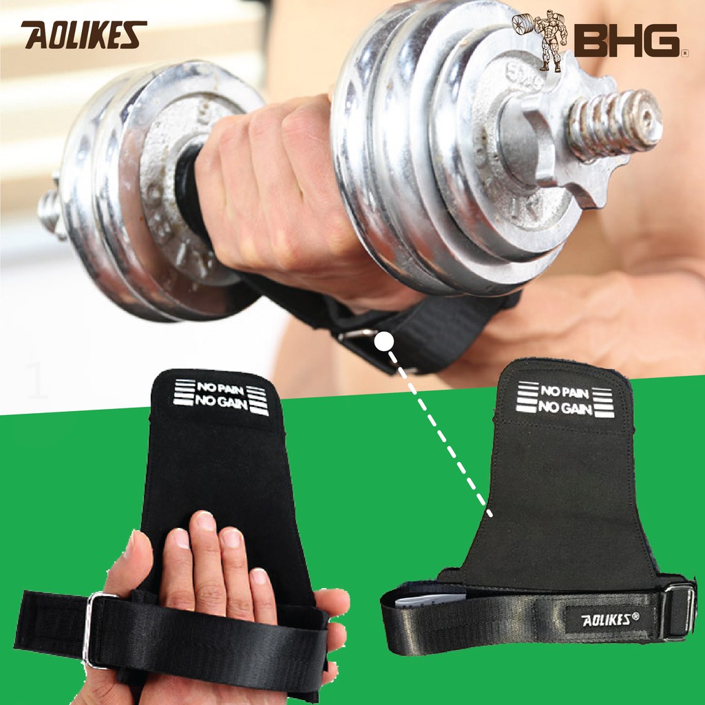 Găng Tay Tập GYM Lifting Grips Aolikes Pro Hở Mu Bàn Tay