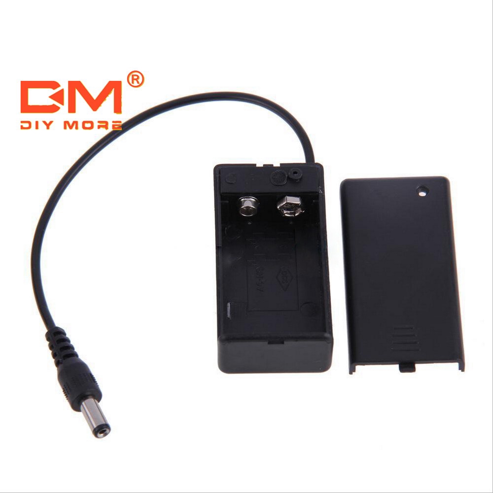 Hộp đựng pin DIYMORE PP3 9V công tắc Bật/Tắt có dây dẫn kèm nắp đậy và đầu cắm DC 2.1mm