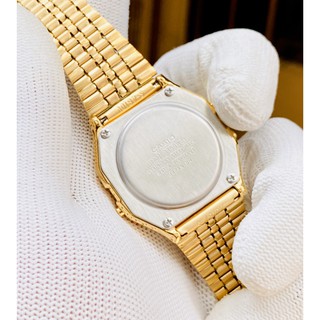 Đồng hồ casio nam a159wad-1df gold and silver - đính đá kim cương - made in japan