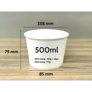 Kingpack - set 100 tô giấy trắng 500ml kèm nắp