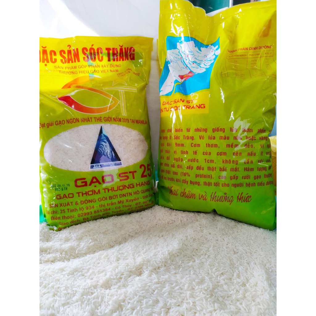 Gạo ST25 Chính Hiệu - Gạo Ngon Nhất Thế Giới 2019 túi 5kg