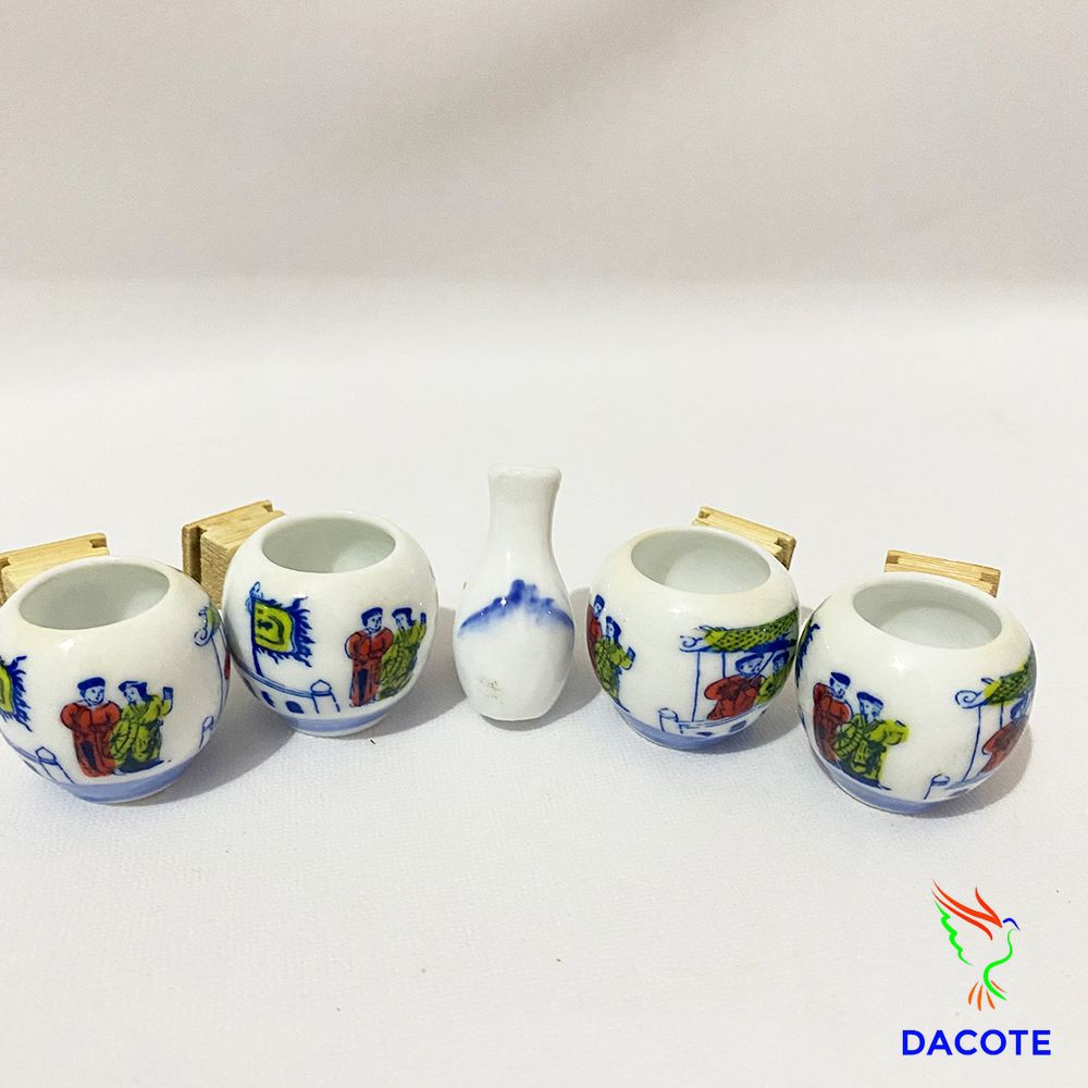 Cóng chim khuyên  chất liệu gốm sứ cao cấp họa tiết siêu đẹp  - Combo 5 cóng sứ khuyên