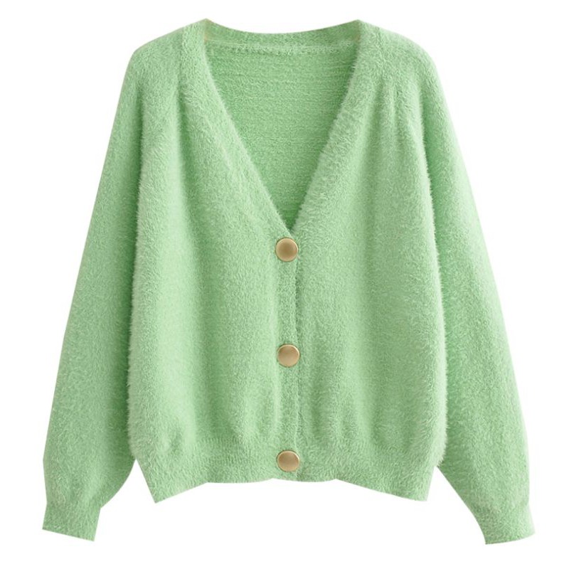 Cardigan lông thỏ bạc hà