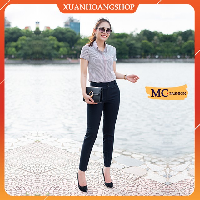 Quần Tây Nữ Công Sở Mc Fashion, Ống Côn, Lưng Cao, Dáng Âu, Màu Đen Q0248-Xanh Tím Than | BigBuy360 - bigbuy360.vn