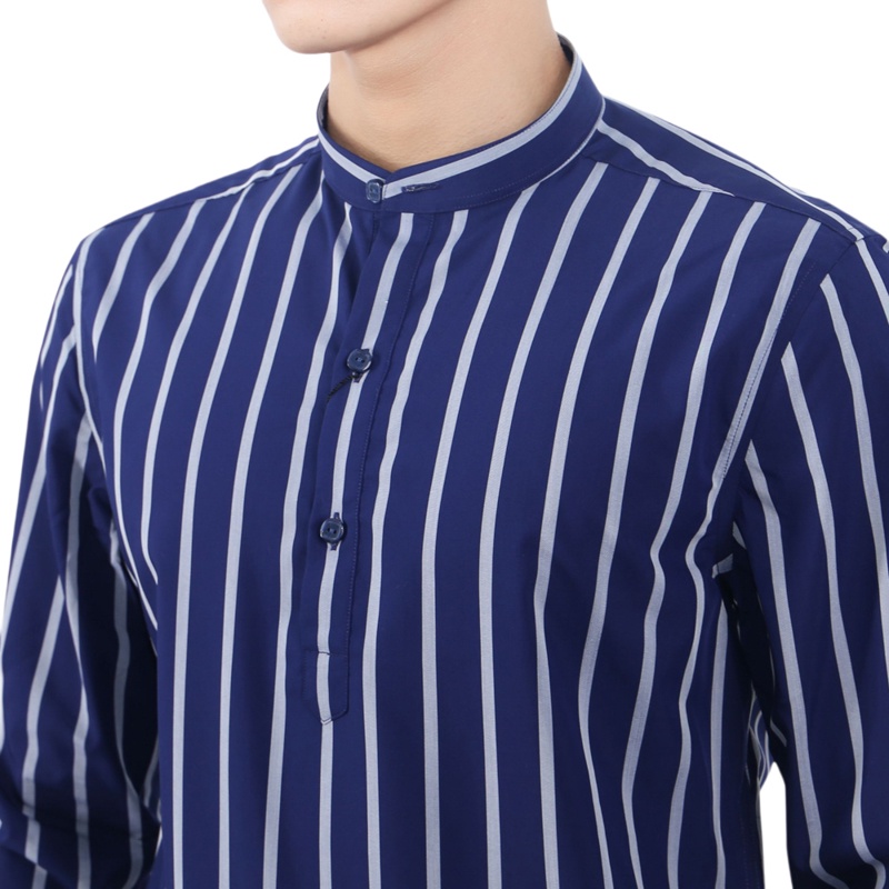 Áo sơ mi cổ trụ dài tay nam Owen Bạch đàn Regular Fit Xanh kẻ - AR20748D