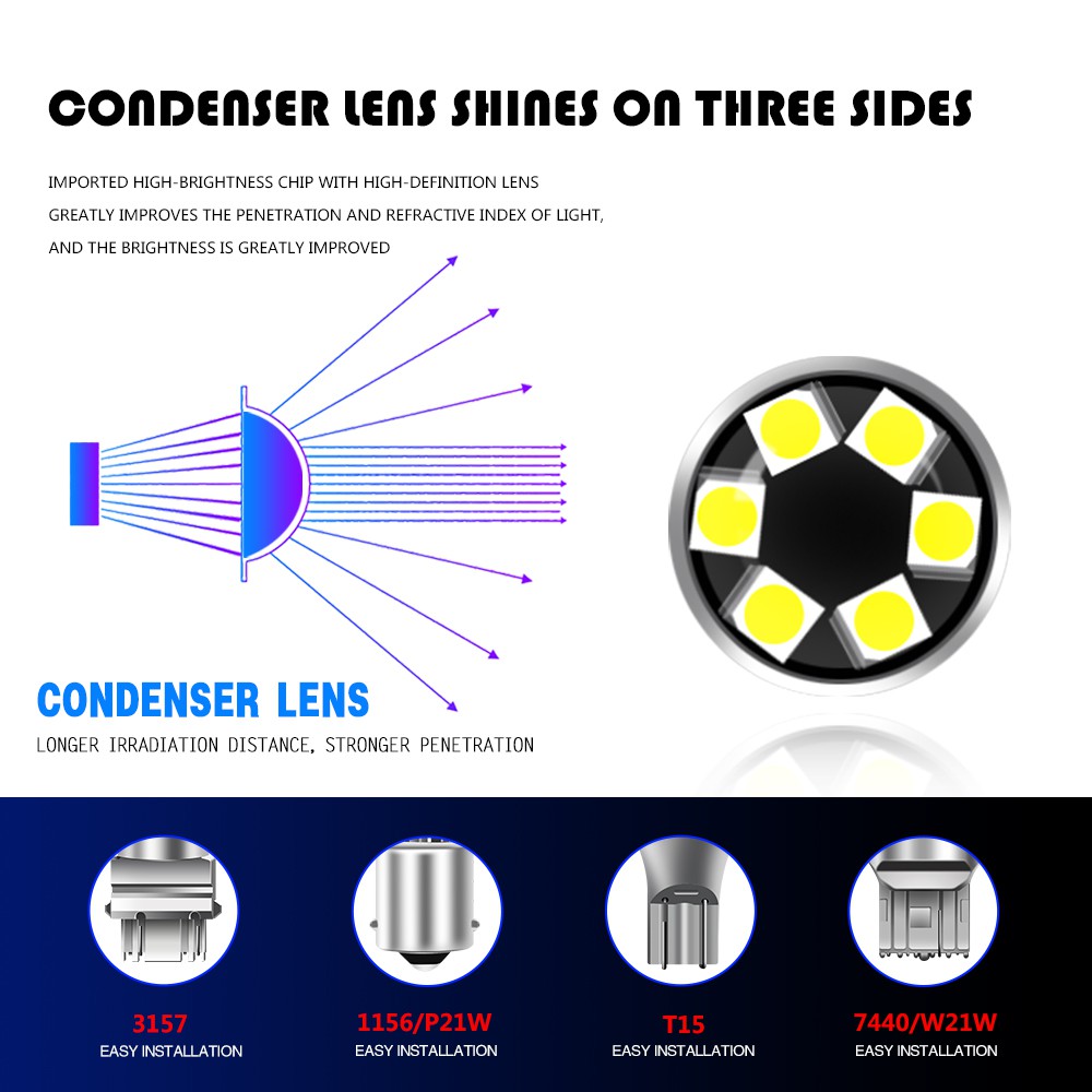 1 Đèn LED 24 Bóng P21W 1156 Ba15s 7440 T20 T15 W16W 3157 T25 Chất Lượng