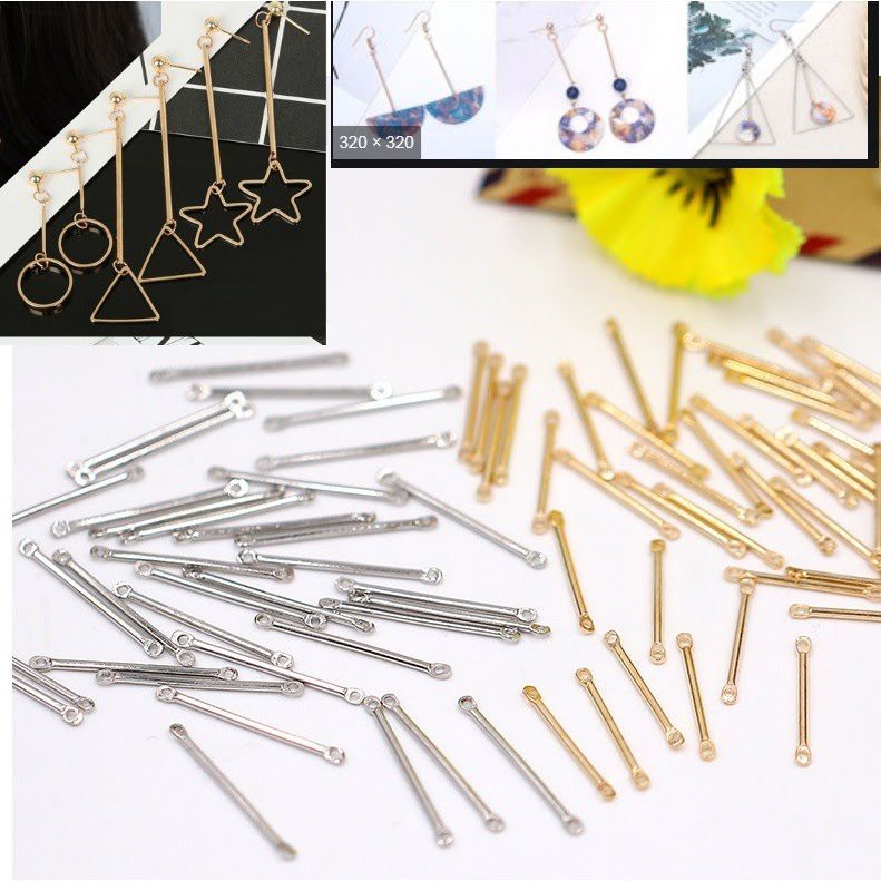 20 QUE NỐI tròn 2 LỖ 2 ĐẦU đủ size 2-3-3.5-4-5cm -NGUYÊN LIỆU LÀM HOA TAI/ KHUYÊN TAI/ BÔNG TAI
