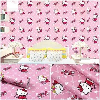 Cuộn 10met giấy dán tường Mèo Kitty Hồng Đậm