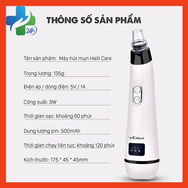 Máy Hút Mụn Đầu Đen, Mụn Cám, Mụn Trứng Cá Cầm Tay Mini Haili Care Chính Hãng