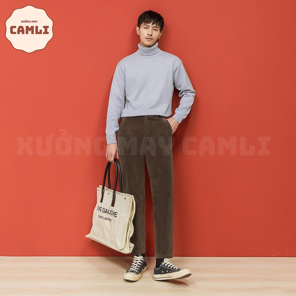 Áo Len Cổ Lọ Nam CAMLI, dài tay, chất liệu len mềm mịn, phong cách Hàn Quốc