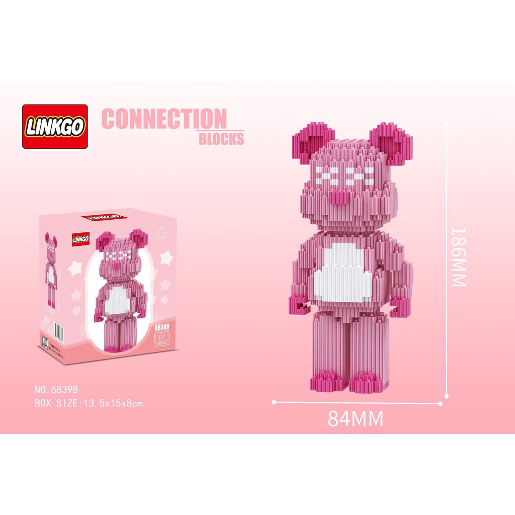 Đồ chơi lắp ráp, đồ chơi lắp ghép 3D mô hình gấu bearbrick 19cm/12cm