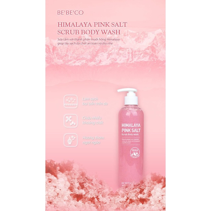 Sữa tắm muối hồng BEBECO HYMALAYA PINK SALT SCRUB BODY WASH 500ml