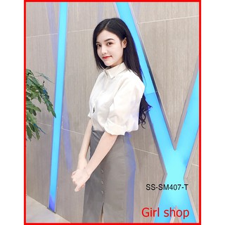 ⚡️Chỉ Một Ngày] Áo Sơ Mi Nữ Trắng Trơn Chất Vải Thô Lụa Không Nhăn