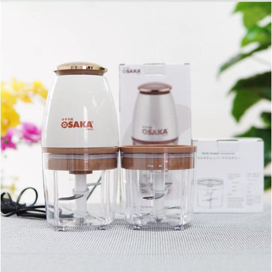 Máy xay thịt đa năng OSAKA , Máy xay sinh tố cầm tay mini, Cối xay thịt cá công suất 350W dung tích 500ML