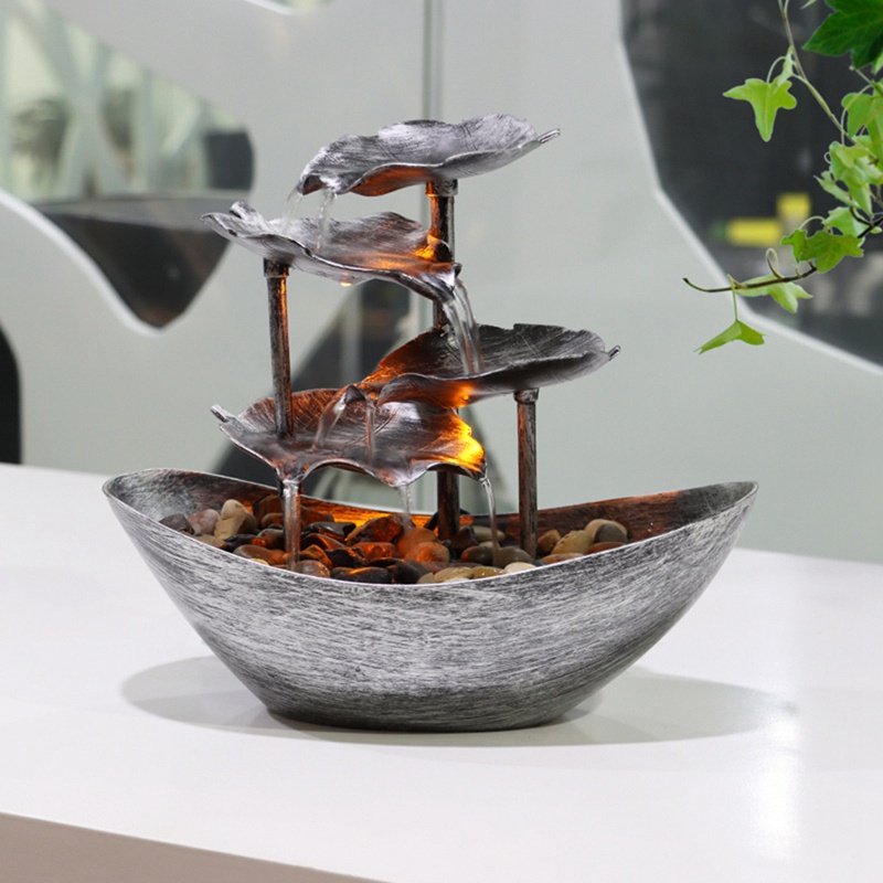 Đài Phun Nước Thư Giãn Có Đèn LED Để Bàn Trang Trí Nhà / Văn Phòng