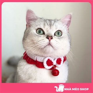 Vòng cổ cho mèo có chuông, dây đeo cổ chó họa tiết nơ bèo handmade