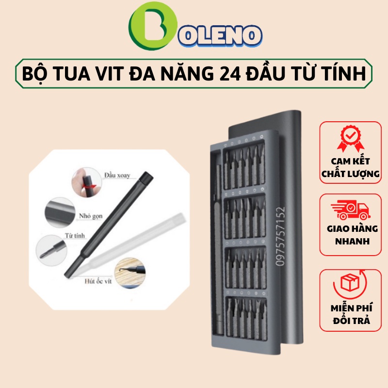 Bộ tua vít đa năng mini 24 đầu sửa chữa điện thoại, laptop,Tô vít từ tính mở mắt kính đồng hồ chất liệu thép