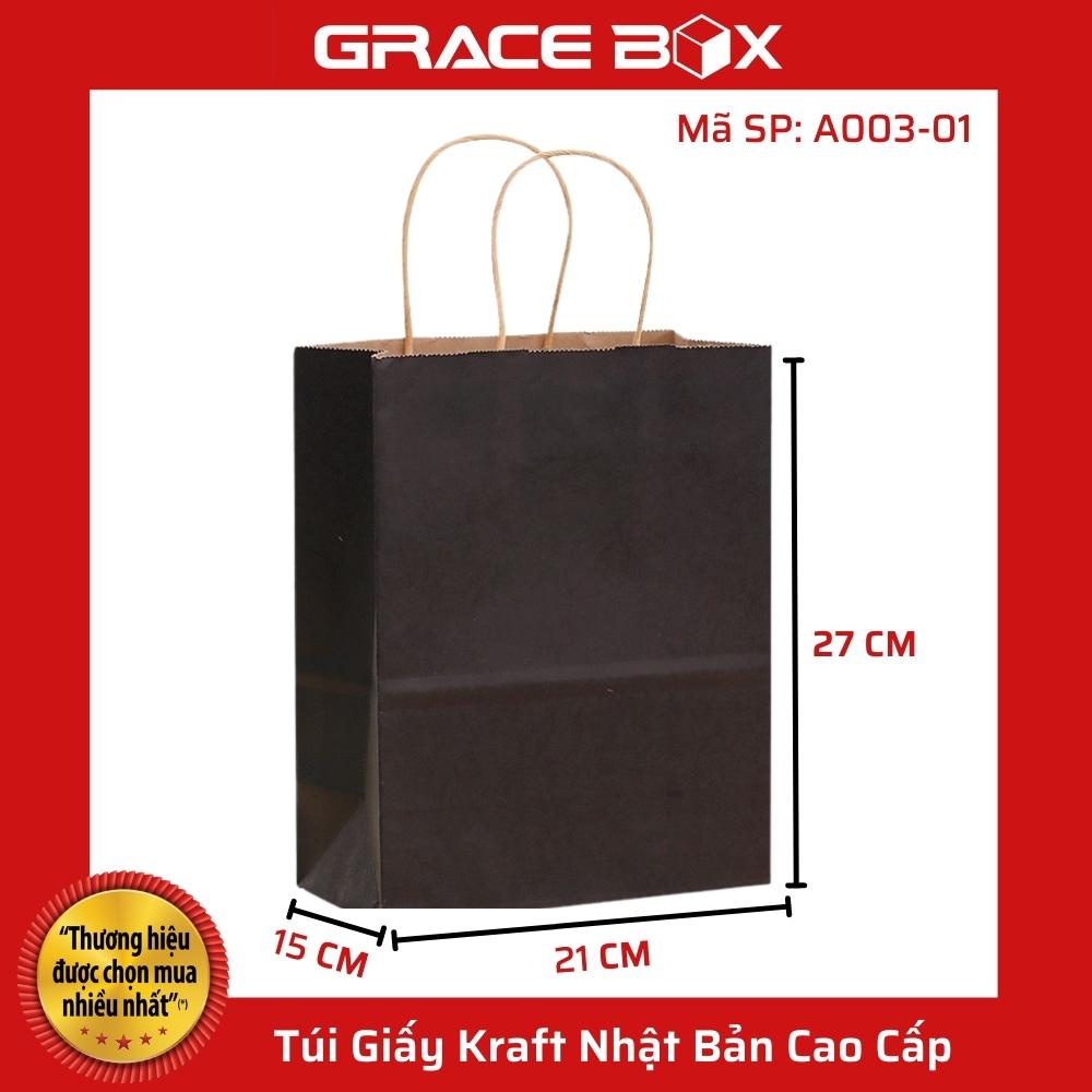 {Giá Sỉ} Túi Giấy Kraft Nhật Bản Cao Cấp - Size 21 x 11 × 27 cm - Màu Đen - Siêu Thị Bao Bì Grace Box