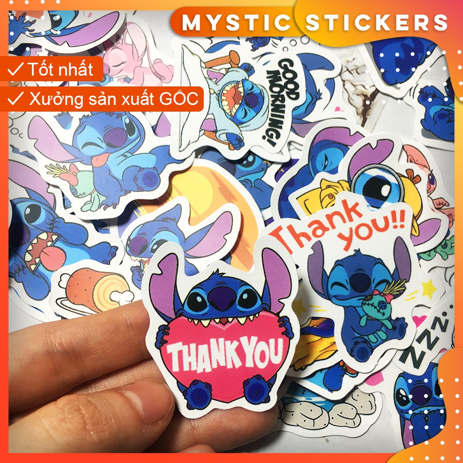 [STITCH MINI] Set 50 sticker chống nước size 5cm, dán điện thoại, sổ, bullet journal, xe máy, mũ bảo hiểm ...