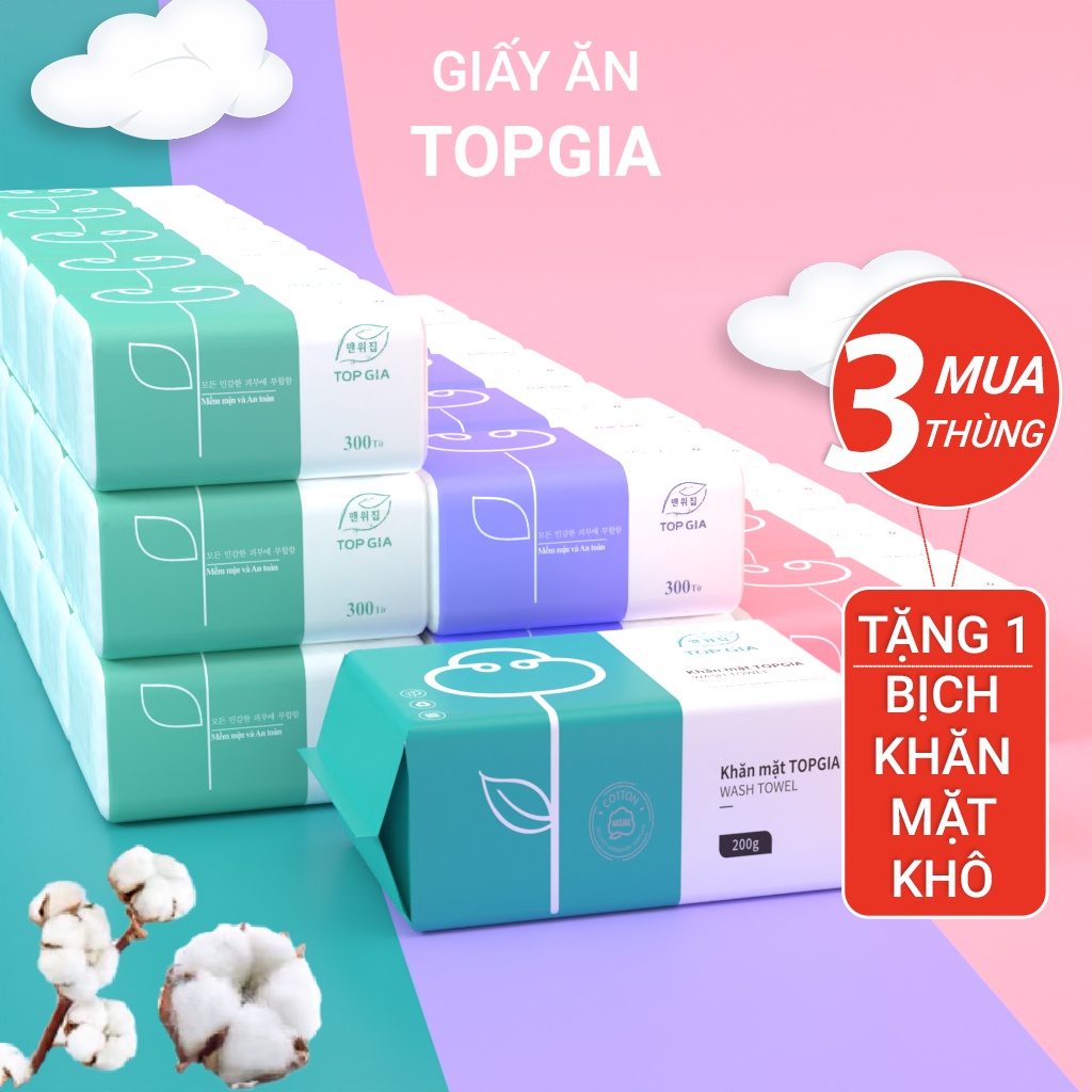 Giấy ăn rút đa năng Top Gia thùng 30 gói, khăn giấy cao cấp tiện lợi cho mọi gia đình