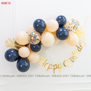 Set phụ kiện trang trí sinh nhật ANK10 cho bé đẹp rẻ - Bóng bay - Kèm Phông bạt & In tên - Màu cam pastel