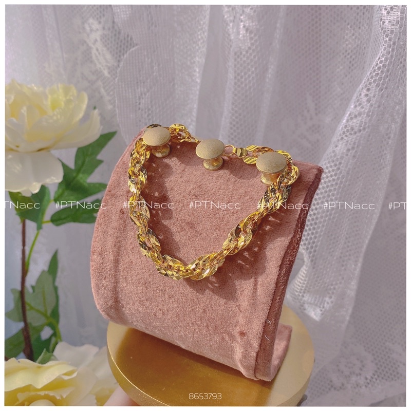 Các mẫu lắc tay xoắn lá, lắc xoắn hoa mai xi bạch kim nhiều size, điều chỉnh kích thước theo size tay .PTNACC.