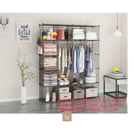 TỦ QUẦN ÁO LẮP GHÉP ĐA NĂNG 20 Ô VUÔNG 35*35*35-CHỊU LỰC 400KG