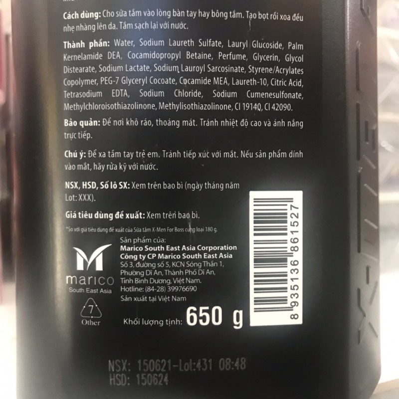 Sữa tắm nước hoa X-Men For Boss Motion 650g