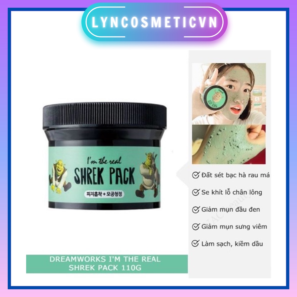 Mặt nạ đất sét bạc hà làm dịu da Shrek I'm The Real Shrek Pack , mask