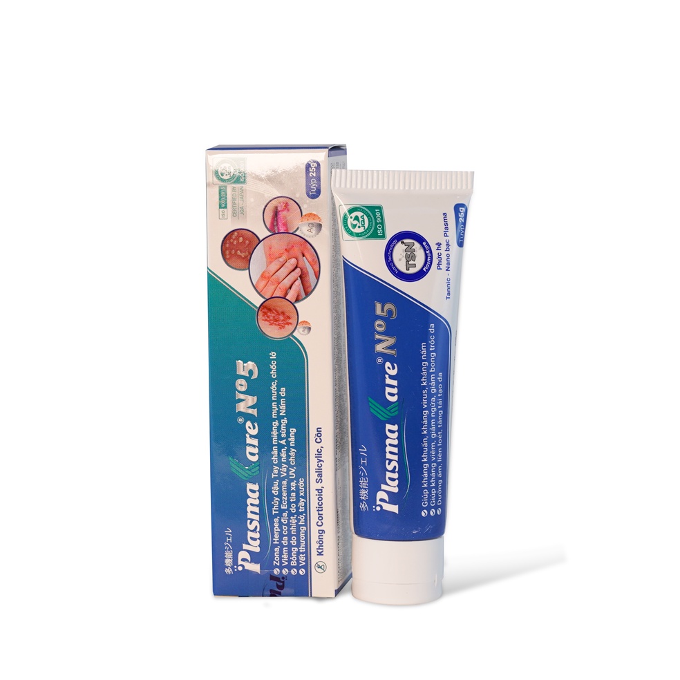 Nano bạc kem bôi da dạng gel PlasmaKare No5 giúp hết ngứa, kháng khuẩn, kháng virus, kháng nấm, giảm bong tróc, mau lành