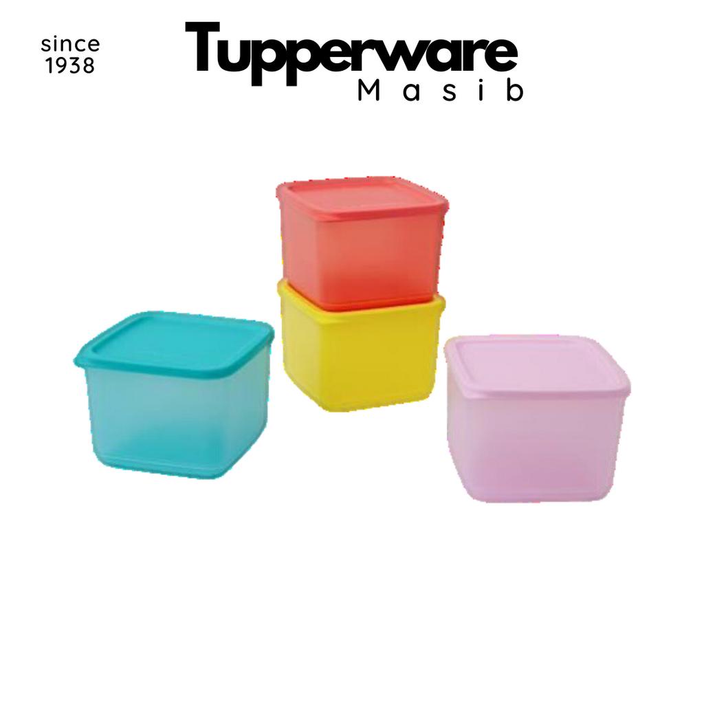 Bộ Hộp Nhựa Nguyên Sinh Medium Square Round 4 Hộp 1L - Tupperware - Kín Mùi Kín Khí - An toàn sức khỏe