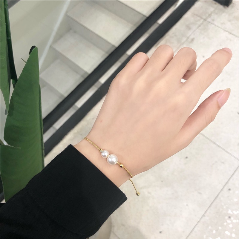Vòng Tay Đính Ngọc Trai Nhân Tạo Phong Cách Hàn Quốc Đơn Giản 210825