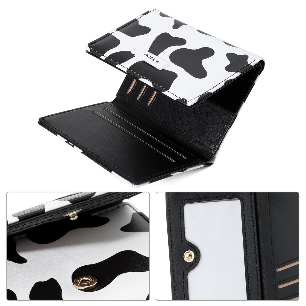 Ví Đựng Tiền Xu Họa Tiết Bò Sữa Xinh Xắn Giá Đỡ