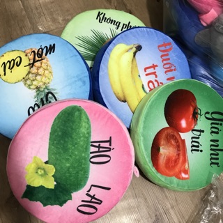 COMBO 3 GỐI TRÁI CÂY 3D- 37cm x dày 7cm.